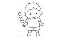 吃糖葫芦的小男孩简笔画