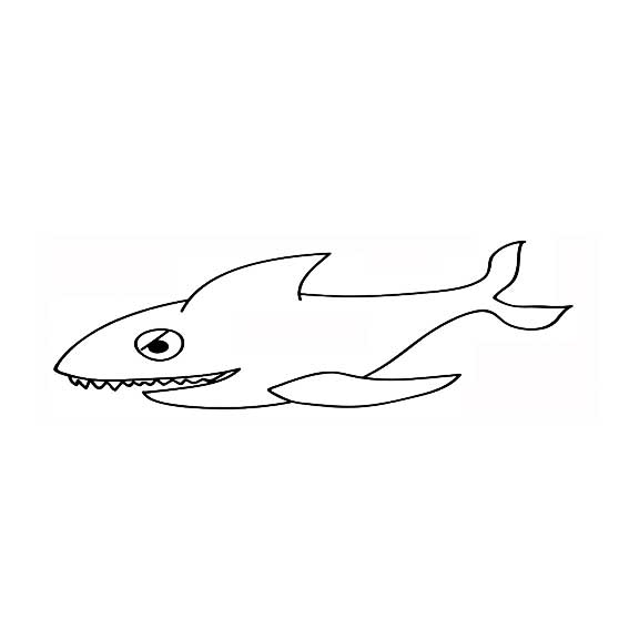 大白鲨的详细画法  鲨鱼简笔画