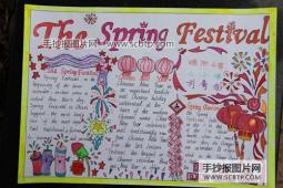 假期教育欢度春节手抄报，精美的春节英语手抄报图片