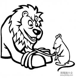 卡通小动物简笔画，狮子和老鼠的故事简笔画