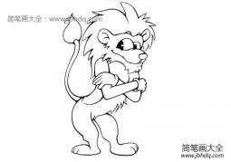 动物运动会场景简笔画，自信的狮子