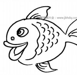 动物的简笔画步骤图，开心的金鱼