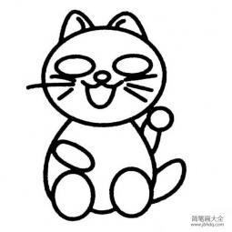 最可爱动物简笔画，小猫简笔画图片大全 招财猫简笔画