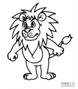 举牌子的动物简笔画，卡通狮子简笔画画法