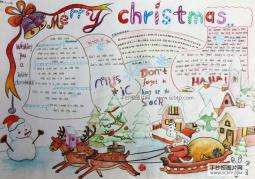 圣诞节手抄报图片中文版，“感受圣诞、迎接新年”英语小报图片