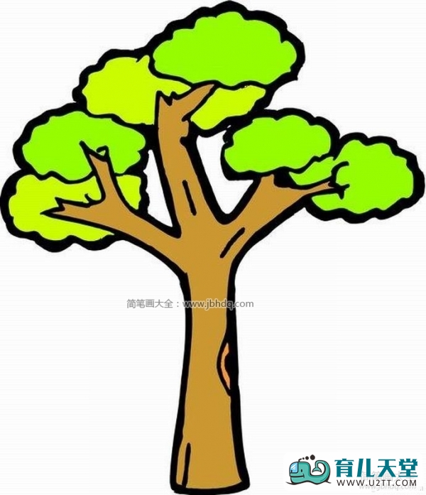 一棵大树简笔画图片,三张幼儿彩色大树简笔画图片