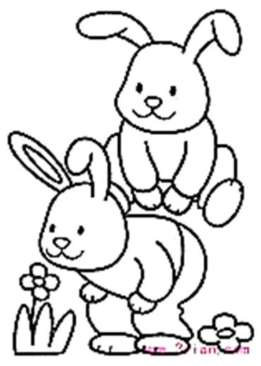 简笔画小白兔涂色,简单幼儿画兔子图片