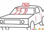 出租车侧面简笔画图片，儿童简笔画出租车