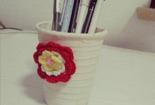 儿童纸杯手工教学：做一个嵌有小花的笔筒