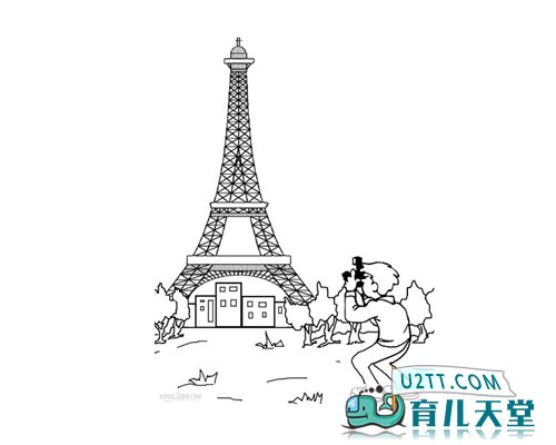 巴黎铁塔黑白简笔画,素描铁塔的简笔画_风景简笔画_育儿天堂